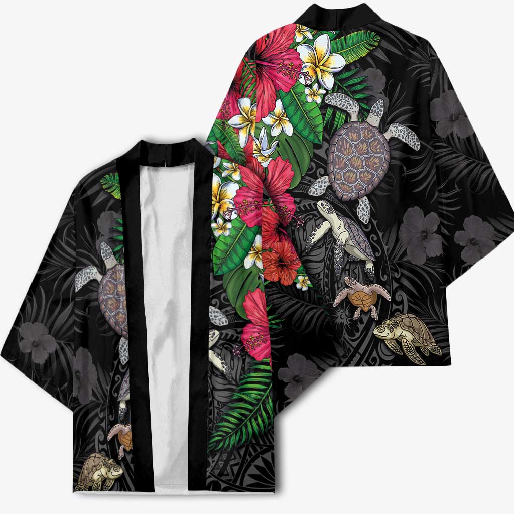 Hawaiian Tropical Plants and Turtles Kimono Polynesian Art Motifs