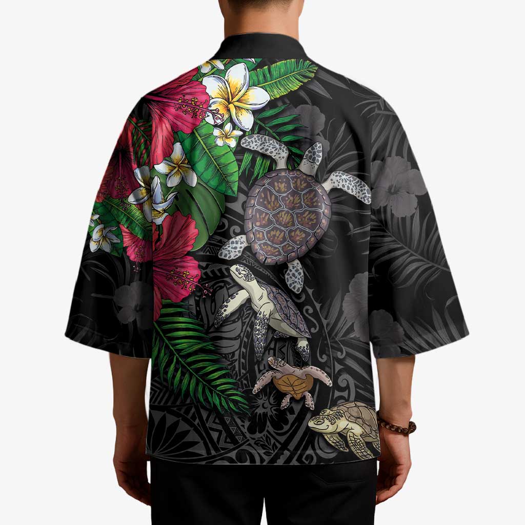 Hawaiian Tropical Plants and Turtles Kimono Polynesian Art Motifs