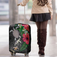 Hawaiian Tropical Plants and Turtles Luggage Cover Polynesian Art Motifs