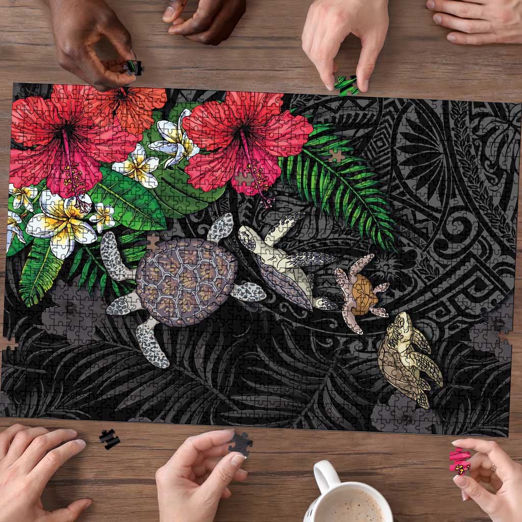 Hawaiian Tropical Plants and Turtles Puzzle Polynesian Art Motifs