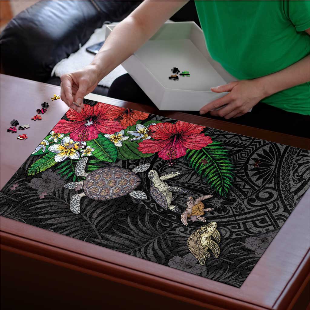 Hawaiian Tropical Plants and Turtles Puzzle Polynesian Art Motifs