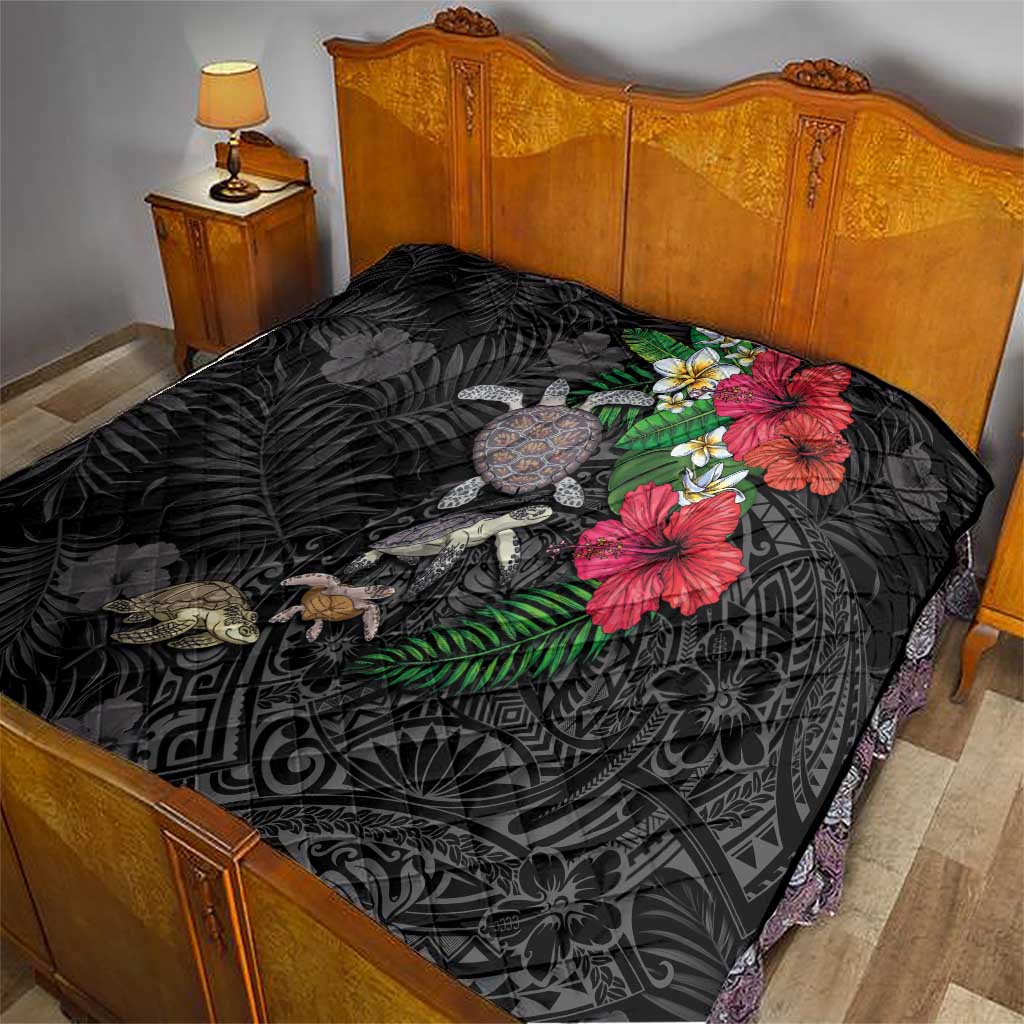 Hawaiian Tropical Plants and Turtles Quilt Polynesian Art Motifs