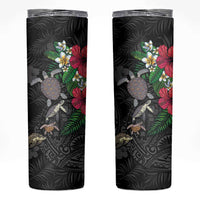 Hawaiian Tropical Plants and Turtles Skinny Tumbler Polynesian Art Motifs