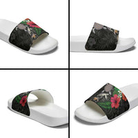 Hawaiian Tropical Plants and Turtles Slide Sandals Polynesian Art Motifs
