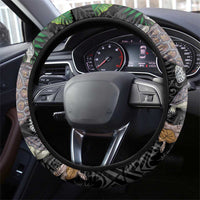 Hawaiian Tropical Plants and Turtles Steering Wheel Cover Polynesian Art Motifs