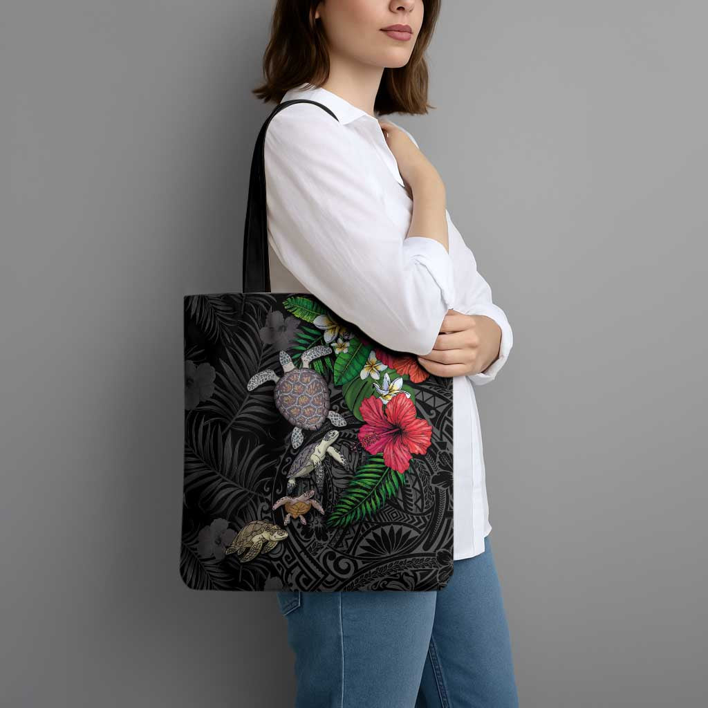 Hawaiian Tropical Plants and Turtles Tote Bag Polynesian Art Motifs
