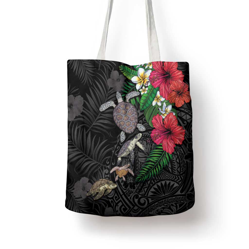 Hawaiian Tropical Plants and Turtles Tote Bag Polynesian Art Motifs