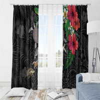 Hawaiian Tropical Plants and Turtles Window Curtain Polynesian Art Motifs