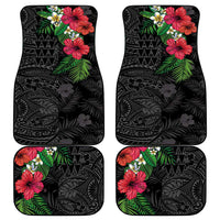 Hawaiian Tropical Plants Car Mats Kakau Tattoo and Polynesian Pattern Half Black Color