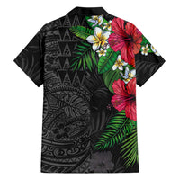 Hawaiian Tropical Plants Family Matching Mermaid Dress and Hawaiian Shirt Kakau Tattoo and Polynesian Pattern Half Black Color LT03 - Polynesian Pride