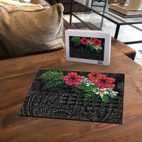 Hawaiian Tropical Plants Puzzle Kakau Tattoo and Polynesian Pattern Half Black Color