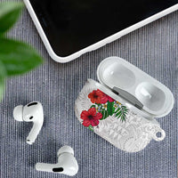 Hawaiian Tropical Plants AirPods Case Kakau Tattoo and Polynesian Pattern Half White Color
