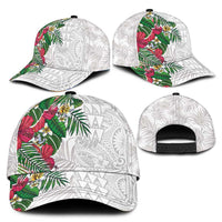 Hawaiian Tropical Plants Classic Cap Kakau Tattoo and Polynesian Pattern Half Black White