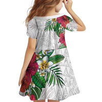 Hawaiian Tropical Plants Family Matching Mermaid Dress and Hawaiian Shirt Kakau Tattoo and Polynesian Pattern Half White Color LT03 - Polynesian Pride