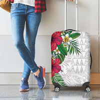 Hawaiian Tropical Plants Luggage Cover Kakau Tattoo and Polynesian Pattern Half White Color