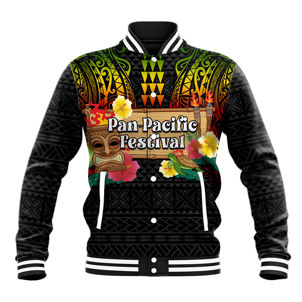 Hawaii Pan-Pacific Festival Baseball Jacket Hawaiian Elements and Polynesian Tattoo