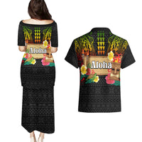 Hawaii Pan-Pacific Festival Couples Matching Puletasi and Hawaiian Shirt Hawaiian Elements and Polynesian Tattoo