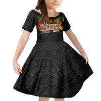 Hawaiian Elements and Polynesian Tattoo Family Matching Mermaid Dress and Hawaiian Shirt LT03 Daughter's Dress Black - Polynesian Pride