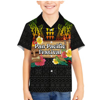 Hawaiian Elements and Polynesian Tattoo Family Matching Mermaid Dress and Hawaiian Shirt LT03 Son's Shirt Black - Polynesian Pride