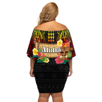 Hawaiian Elements and Polynesian Tattoo Family Matching Off Shoulder Short Dress and Hawaiian Shirt LT03 - Polynesian Pride
