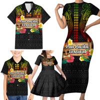 Hawaiian Elements and Polynesian Tattoo Family Matching Short Sleeve Bodycon Dress and Hawaiian Shirt LT03 - Polynesian Pride