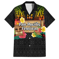 Hawaiian Elements and Polynesian Tattoo Family Matching Short Sleeve Bodycon Dress and Hawaiian Shirt LT03 Dad's Shirt - Short Sleeve Black - Polynesian Pride