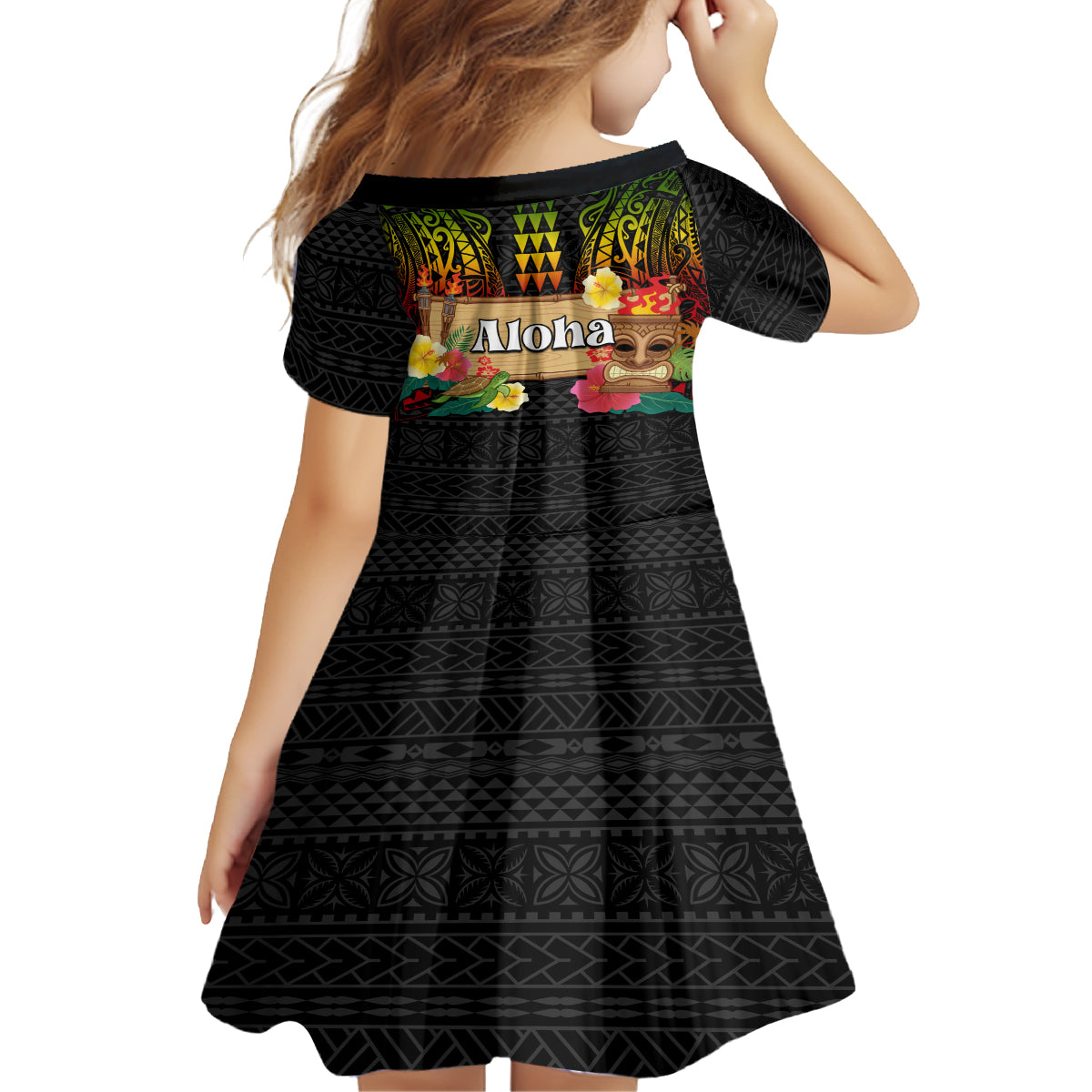 Hawaiian Elements and Polynesian Tattoo Family Matching Summer Maxi Dress and Hawaiian Shirt LT03 - Polynesian Pride