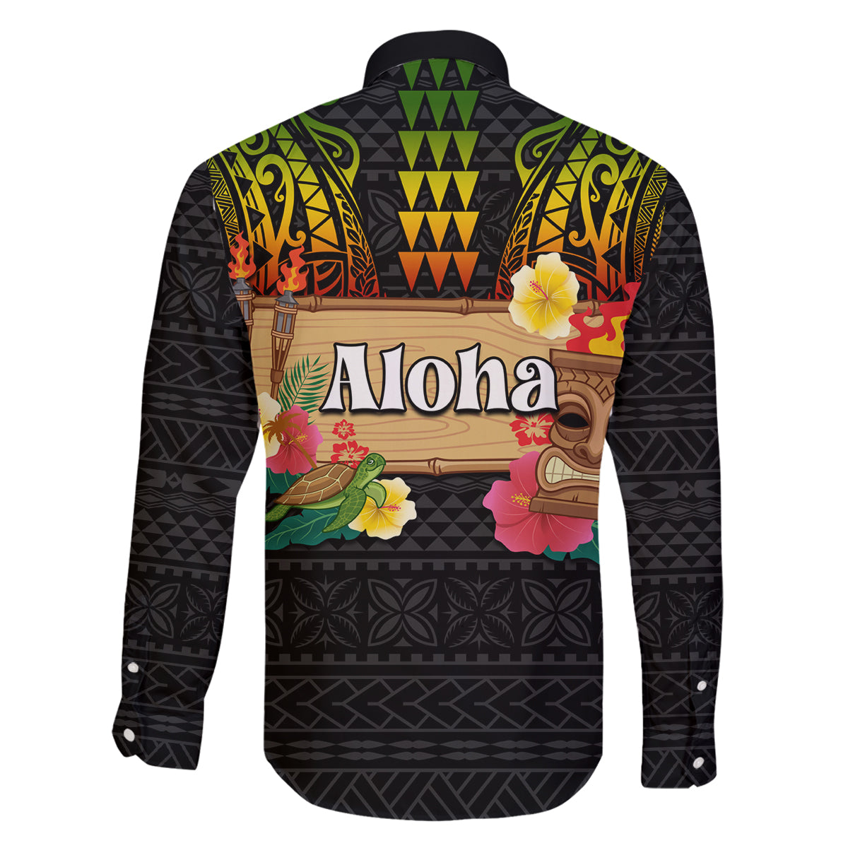 Hawaiian Elements and Polynesian Tattoo Family Matching Summer Maxi Dress and Hawaiian Shirt LT03 - Polynesian Pride