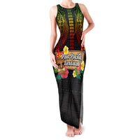 Hawaiian Elements and Polynesian Tattoo Family Matching Tank Maxi Dress and Hawaiian Shirt LT03 Mom's Dress Black - Polynesian Pride