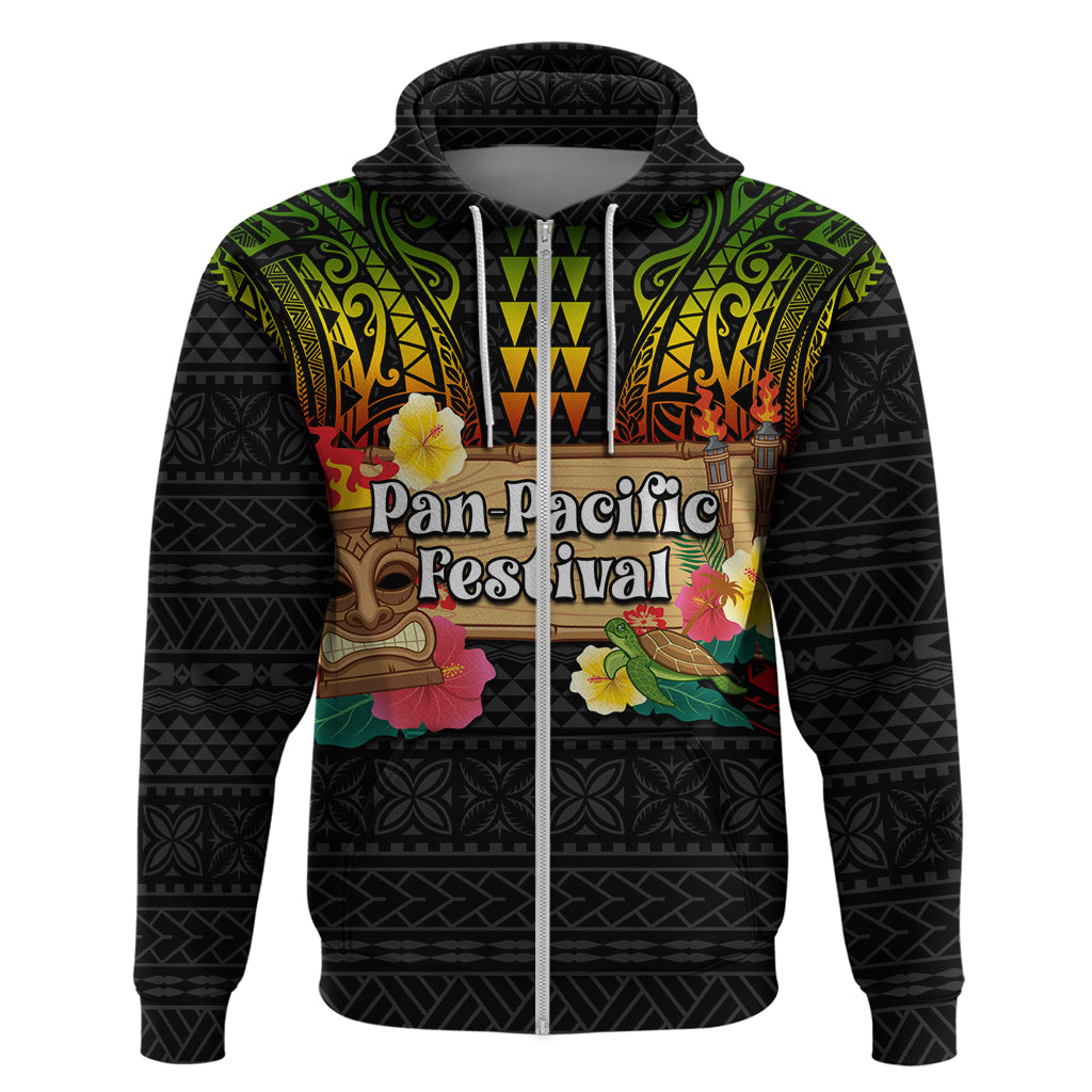 Hawaiian Elements and Polynesian Tattoo Zip Hoodie LT03 Zip Hoodie Black - Polynesian Pride