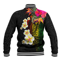 Hawaii Plumeria Baseball Jacket Polynesian Tattoo and Hibiscus