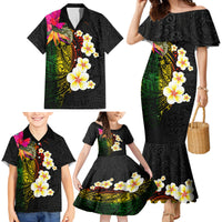Hawaii Plumeria Family Matching Mermaid Dress and Hawaiian Shirt Polynesian Tattoo and Hibiscus LT03 - Polynesian Pride