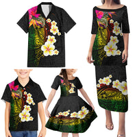 Hawaii Plumeria Family Matching Puletasi and Hawaiian Shirt Polynesian Tattoo and Hibiscus LT03 - Polynesian Pride