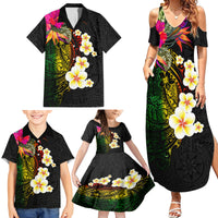 Hawaii Plumeria Family Matching Summer Maxi Dress and Hawaiian Shirt Polynesian Tattoo and Hibiscus LT03 - Polynesian Pride