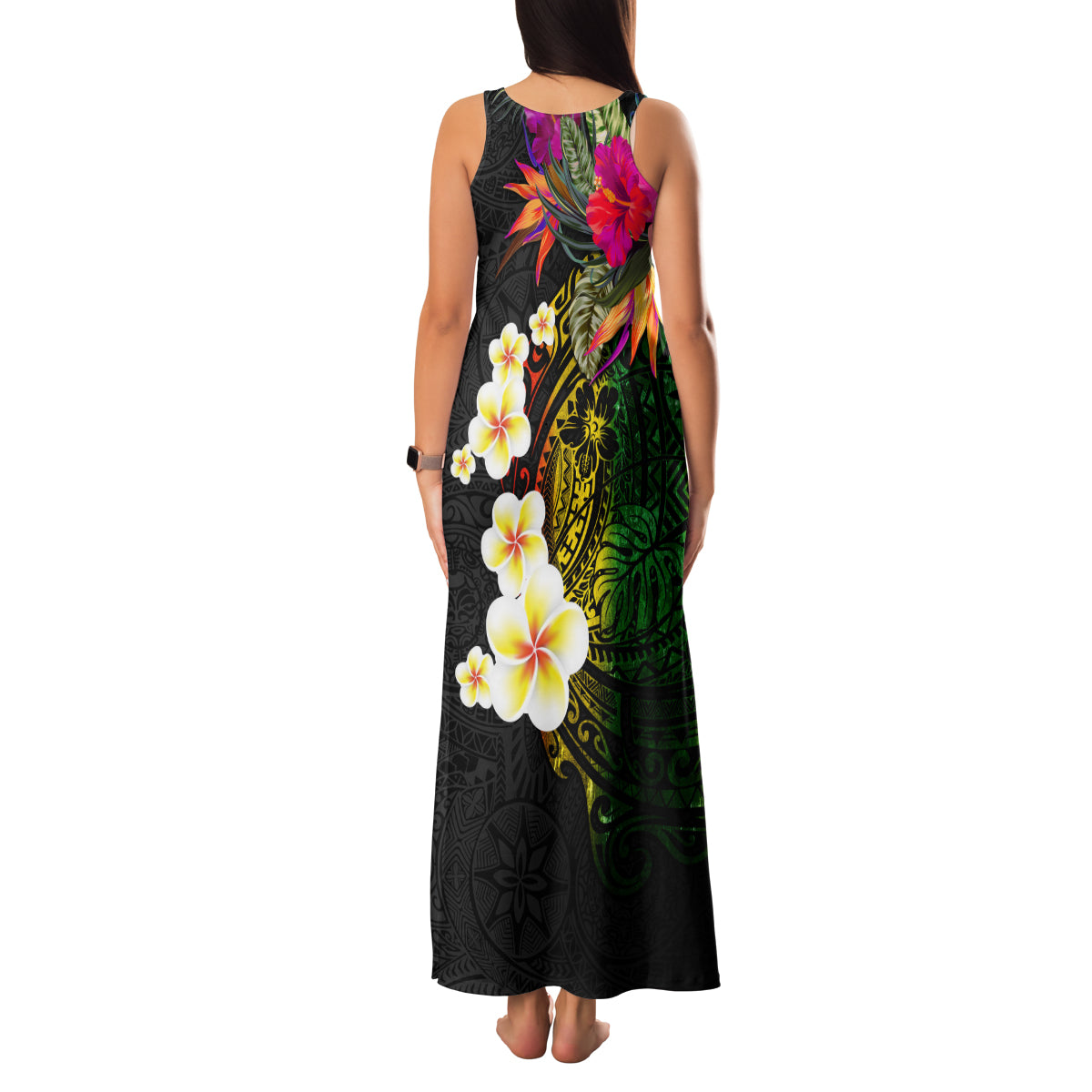 Hawaii Plumeria Family Matching Tank Maxi Dress and Hawaiian Shirt Polynesian Tattoo and Hibiscus LT03 - Polynesian Pride