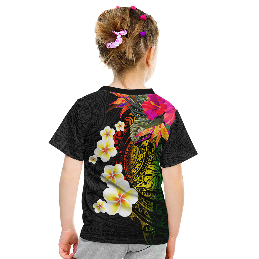Hawaii Plumeria Kid T Shirt Polynesian Tattoo and Hibiscus