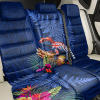 New Zealand Tuatara Back Car Seat Cover Silver Fern Hibiscus and Tribal Maori Pattern Blue Color LT03 - Polynesian Pride