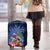 New Zealand Tuatara Christmas Luggage Cover Silver Fern and Xmas Pohutukawa Tree Blue Color