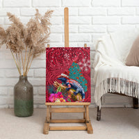 New Zealand Tuatara Christmas Canvas Wall Art Silver Fern and Xmas Pohutukawa Tree Red Color LT03 - Polynesian Pride