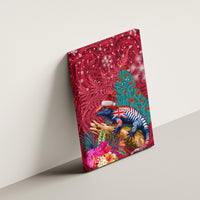 New Zealand Tuatara Christmas Canvas Wall Art Silver Fern and Xmas Pohutukawa Tree Red Color LT03 - Polynesian Pride