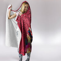New Zealand Tuatara Christmas Hooded Blanket Silver Fern and Xmas Pohutukawa Tree Red Color LT03 - Polynesian Pride