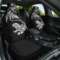 New Zealand Tuatara Tribal Tattoo Car Seat Cover Silver Fern and Maori Pattern Black Color LT03 One Size Black - Polynesian Pride