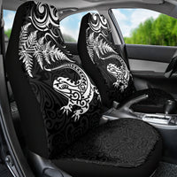 New Zealand Tuatara Tribal Tattoo Car Seat Cover Silver Fern and Maori Pattern Black Color LT03 - Polynesian Pride