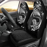 New Zealand Tuatara Tribal Tattoo Car Seat Cover Silver Fern and Maori Pattern Black Color LT03 - Polynesian Pride