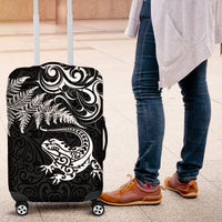 New Zealand Tuatara Tribal Tattoo Luggage Cover Silver Fern and Maori Pattern Black Color LT03 Black - Polynesian Pride