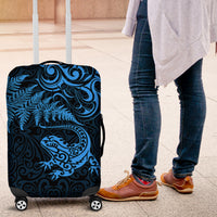 New Zealand Tuatara Tribal Tattoo Luggage Cover Silver Fern and Maori Pattern Blue Color LT03 Blue - Polynesian Pride