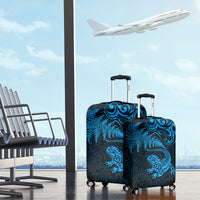 New Zealand Tuatara Tribal Tattoo Luggage Cover Silver Fern and Maori Pattern Blue Color LT03 - Polynesian Pride