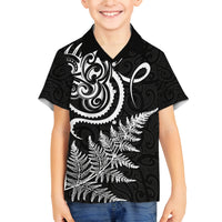 New Zealand Octopus Tattoo and Fern Family Matching Summer Maxi Dress and Hawaiian Shirt Maori Pattern LT03 Son's Shirt Black - Polynesian Pride
