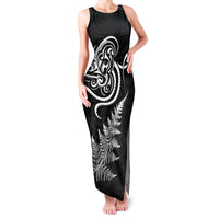 New Zealand Octopus Tattoo and Fern Family Matching Tank Maxi Dress and Hawaiian Shirt Maori Pattern LT03 Mom's Dress Black - Polynesian Pride