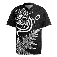 New Zealand Octopus Tattoo and Fern Rugby Jersey Maori Pattern LT03 Black - Polynesian Pride